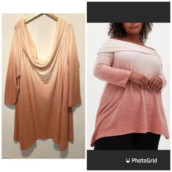 torrid Sweaters - Torrid Off the Shoulder Super Soft Plush Sweater Top Ombre Pink 6X